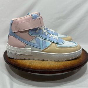 Dailu Women’s White/Pink/Blue/Yellow Fashion Lace up Hightop Sneakers Size 6